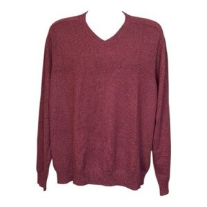 Vintage Glen Royal 100% Fine Cashmere Maroon V-Neck Sweater, Men’s Size XL